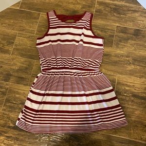 Maroon and white dress